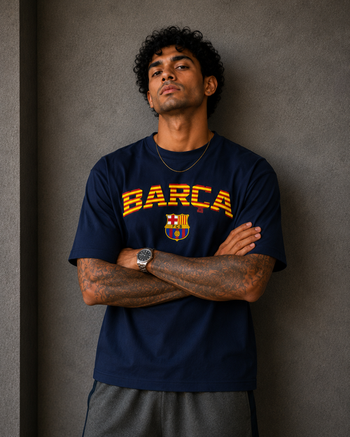 Barça Heritage Graphic Regular T-Shirt – Navy Blue